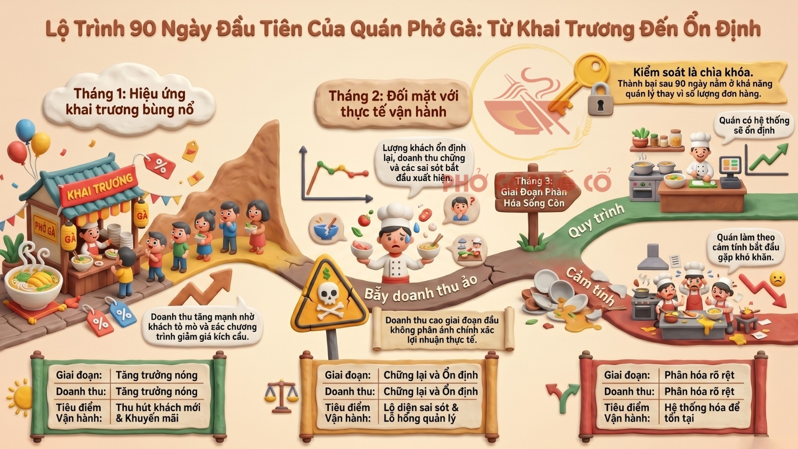 1. Cách vận hành quán phở gà trong 3 tháng đầu