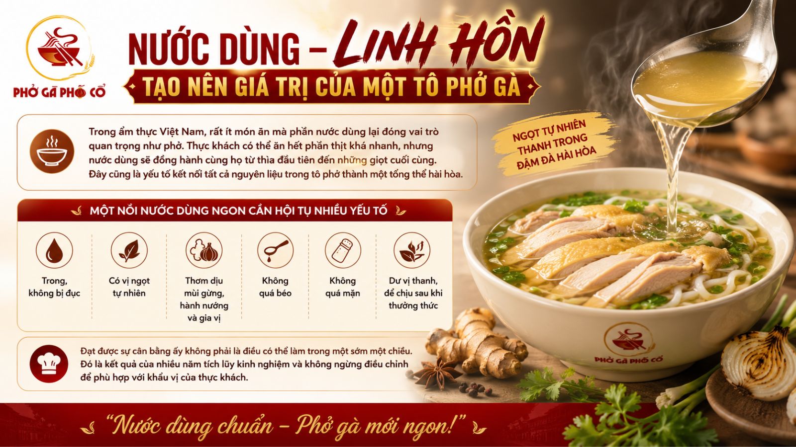 1. Nước dùng – Linh hồn tạo nên giá trị của một tô phở gà