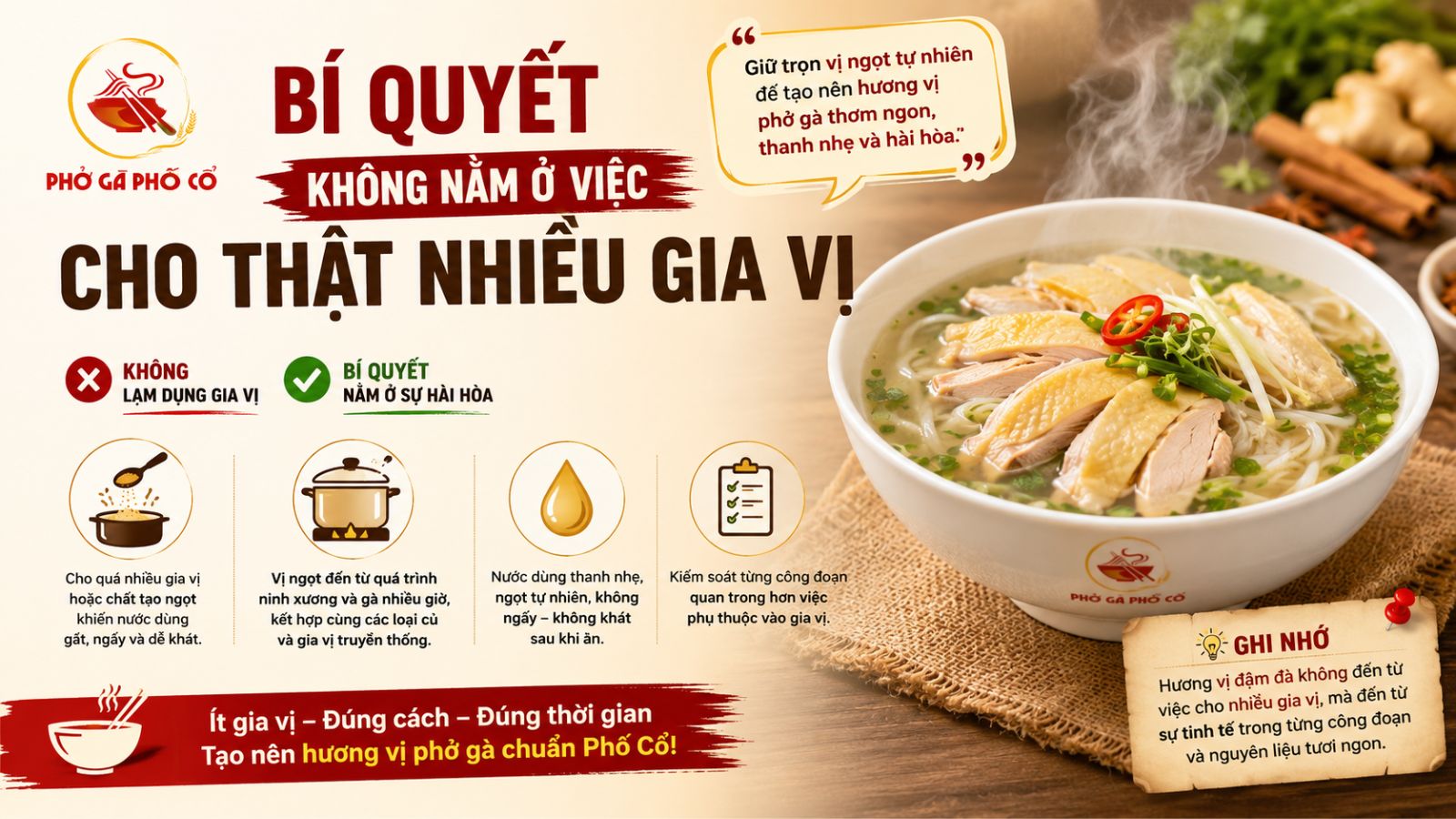 3. Bí quyết không nằm ở việc cho thật nhiều gia vị